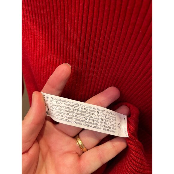 Forever 21 Red Ribbed Turtleneck Sweater Long Sleeve Lightweight Knit L - Picture 7 of 8